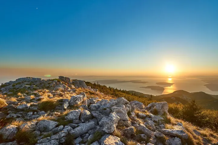 View of Kvarner Bay from Velika Kosa, Northern Velebit